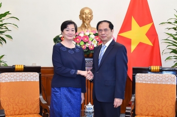 Bộ trưởng Bộ Ngoại giao Bùi Thanh Sơn tiếp Đại sứ Campuchia Chea Kimtha