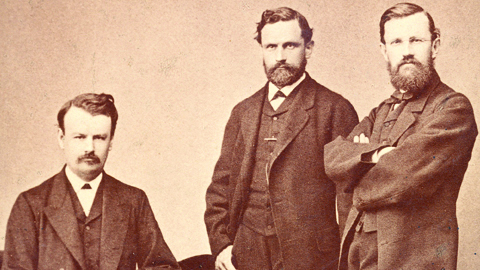 Một bức chân dung năm 1865 của Wilhelm, Georg và Carl Merck, các nhà lãnh đạo của công ty và là các con trai của Emanuel Merck.